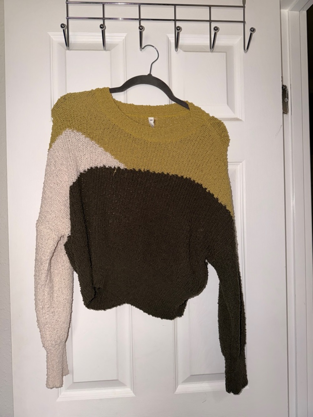 Colorblock Cozy Knit Sweater - Mustard, Olive & Cream